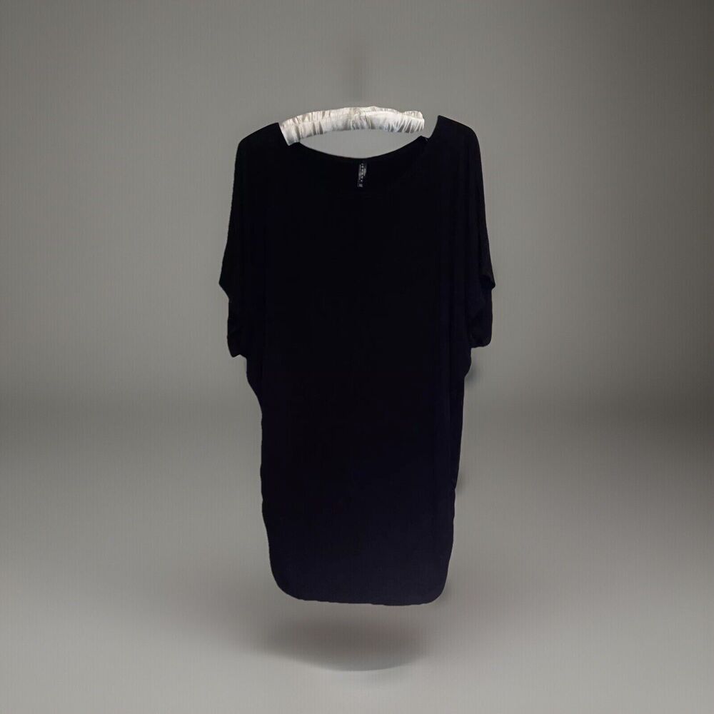 Made By Johnny Womens Top Size XXL Ruched Sides Short Sleeve Black Shirt